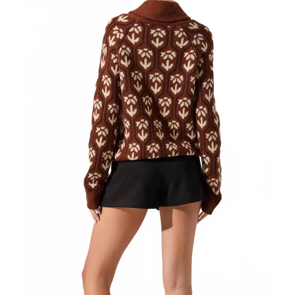 NEW ASTR marcenia cardigan in brown floral - Picture 4 of 4